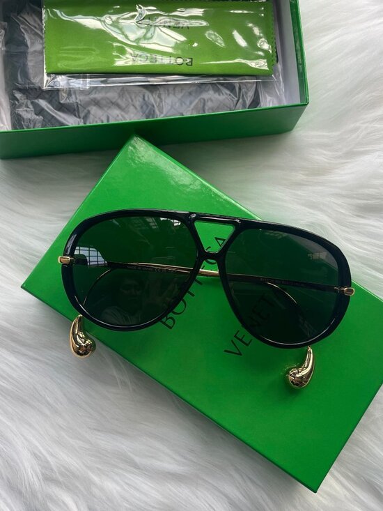 Bottega Veneta Accessories - Bottega Veneta Gold-detail Aviator Sunglasses